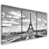 3-delig canvas zwart-wit Eiffeltoren 