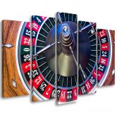 Leinwandbild 5 teilig, Roulette Poker Glücksspiel 