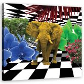 Canvas schilderij, kleurrijke olifant 