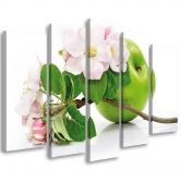 Leinwandbild 5 teilig, Äpfel Fruchtblüte 