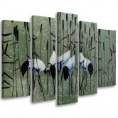 Wandbild 5-teilig, Kraniche Vögel Wasser Natur 