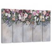 Leinwandbild 5 teilig, Blumen überwachsen 