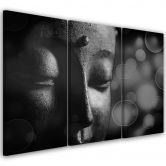 3-delige canvas print Boeddhabeeld zwart en wit 