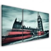 Leinwandbild 3-teilig, Londoner Bus Big Ben 