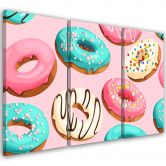 Leinwandbild 3-teilig, Donut-Kuchen 