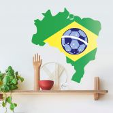 Wandtattoo Brasilien Karte mit Fußball 