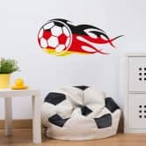 Wandtattoo Fußball mit Flammenschweif schwarz rot gold 