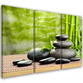 Leinwandbild 3-teilig, Steine Bamboo Zen Spa 