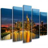 Canvas print 5 stuks, stadsgezicht nachtlampje 