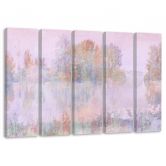 Canvas print 5 stuks, uitzicht op het meer 