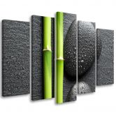 Leinwandbild 5 teilig, Steine Bamboo Zen Spa 