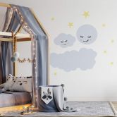 Wandtattoo Sternenhimmel mit Wolke und Mond schlafend 