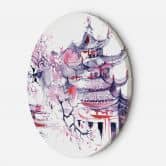 Rundes Leinwandbild Japan Aquarell 