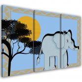 Leinwandbild 3-teilig, Elefant Tier Kinder 
