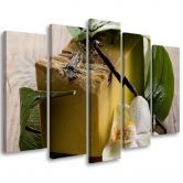 Leinwandbild 5 teilig, Orchideenblatt 