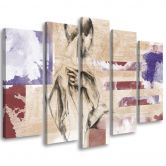 Leinwandbild 5 teilig, Weibliche Abstraktion Beige 