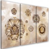 Leinwandbild 3 teilig, Florale geometrische Formen 