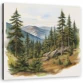 Leinwandbild Landschaft Berge Wald 