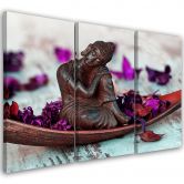 Leinwandbild 3-teilig, Buddha Zen Blumen  