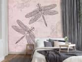 Fototapete, Shabby Chic Stil Libelle auf rosa Hintergrund - Andrea Haase 