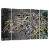 Leinwandbild 5 teilig, Iris Blumen im Wind 