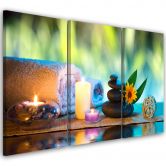 Impression sur toile en 3 parties, bougie zen 