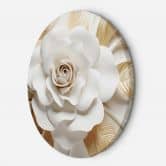 Rundes Leinwandbild AI Weißes Gold Blume 3D 