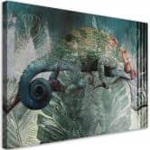 Canvas schilderij, kameleon in de jungle 