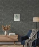 Vliesbehang steeneffect modern, natuur in antraciet  
