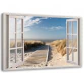 Leinwandbild, Fenstersteg am Strand 