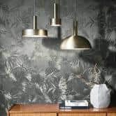 Vliestapete mit glänzenden Blättern metallisch platin Floral 