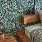 Vliestapete mit strukturiertem Blattmotiv grün Floral 