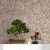 Vliestapete mit strukturiertem Blattmotiv beige Floral 