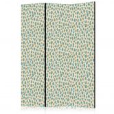 Paravent, Raumteiler freistehend, Trennwand - Giraffe Pattern in Turquoise Spots on a Light Background 
