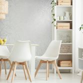 Vliestapete mit Blättern in Betonoptik weiß Floral 