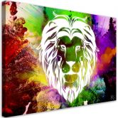 Leinwandbild, Bunte Löwe Abstraktion 