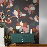 Fototapete Blumen, Blätter Floral Natur, Modern in Anthrazit 
