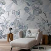Fototapete Blumen, Blätter Floral Natur, Modern in Grau 