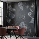 Fototapete Blumen, Blätter Floral Natur, Modern in Schwarz 