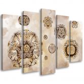 Leinwandbild 5 teilig, Florale geometrische Formen 