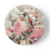 Rundes Leinwandbild Blumen mit Kolibris 