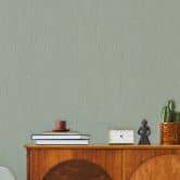 Vliesbehang in textiellook met structuuroppervlak groen effen 