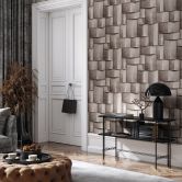 Vliestapete mit Holzmotiv geometrisch braun 3D-Optik 