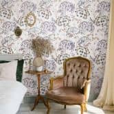 Non-woven wallpaper flowers, leaves floral nature matt in gray  