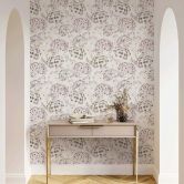 Non-woven wallpaper flowers, leaves floral nature matt in gray  