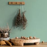 Non-woven wallpaper textured plain modern in green  