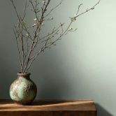 Non-woven wallpaper textured plain modern matt in green  