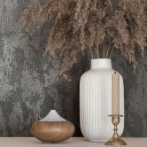 Non-woven wallpaper concrete look metal look modern glossy in black  