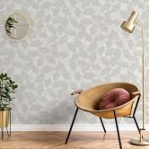 Vliestapete 3D, Blätter Floral Natur matt in Grau Beige 