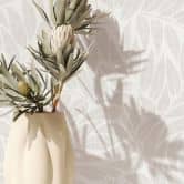 Vliestapete Blätter Floral Natur matt in Weiß Grau 